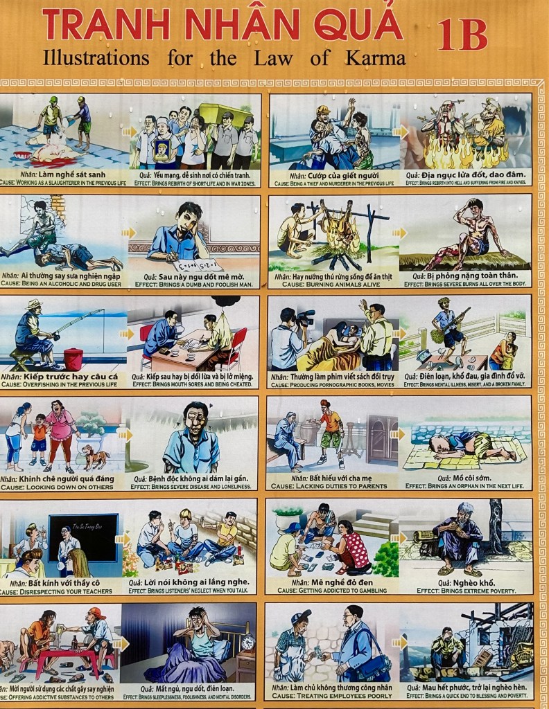 Within Tran Quoc Pagoda's Sacred Walls, illustration for law of karma